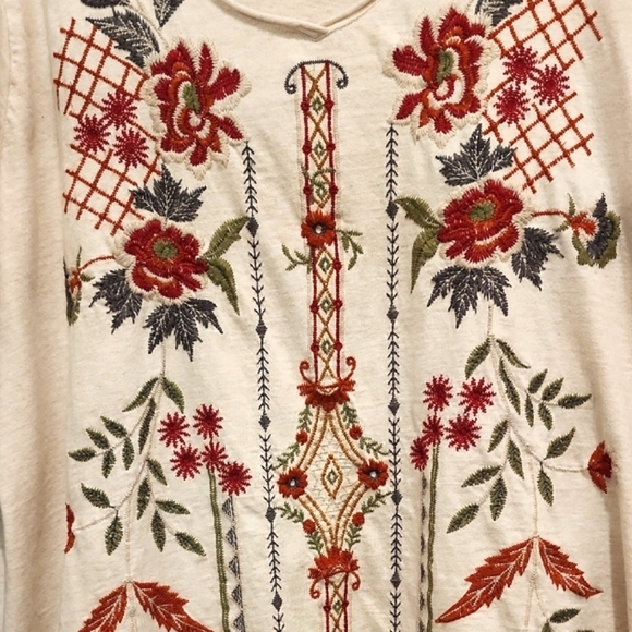 Coldwater Creek Boho Chic Cream Floral Embroidered Tunic 3x - Picture 5 of 5